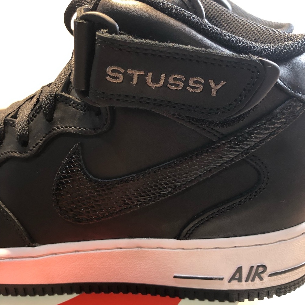 Nike x Stussy Air Force 1 Mid Luxe Black Snakeskin Men’s 9.5 Women’s 11 New - Picture 6 of 16